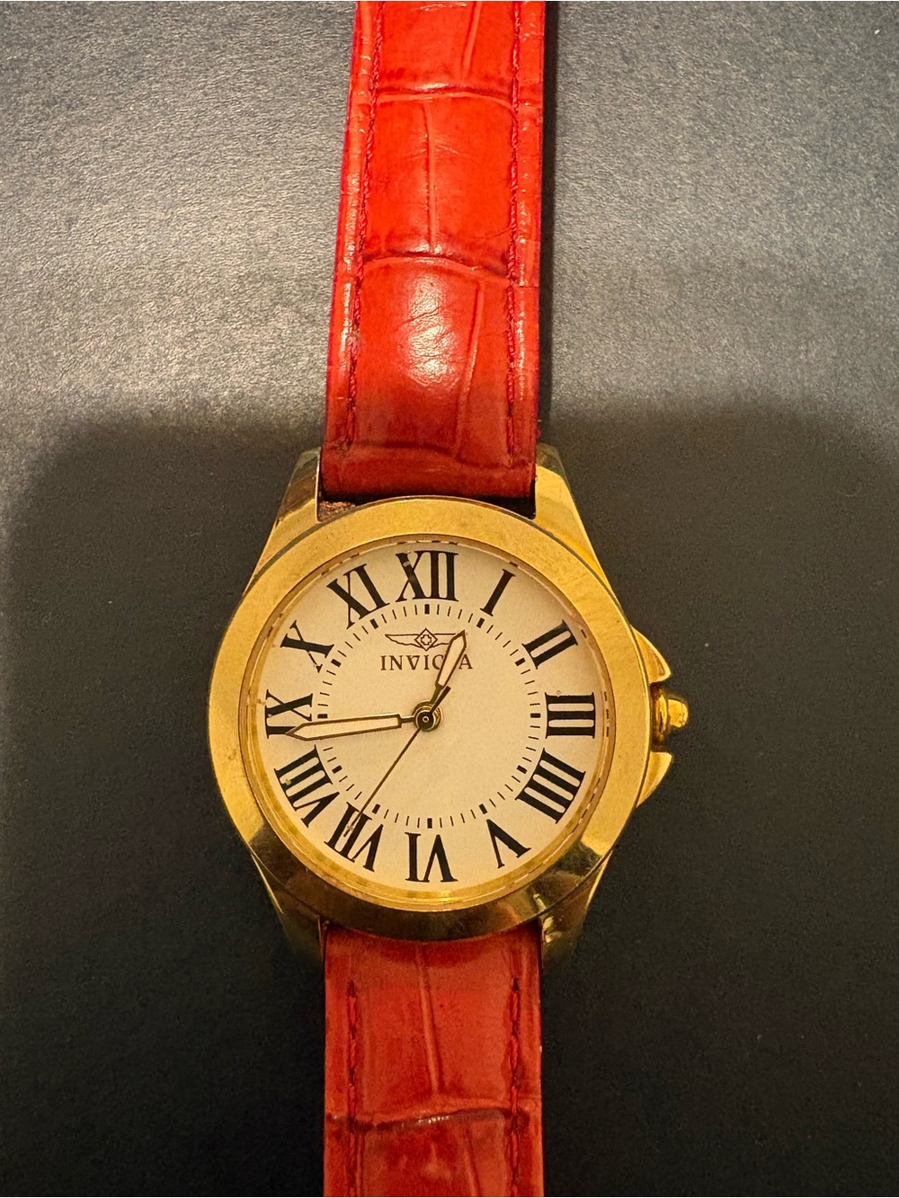 Invicta Gold Women's Case Watch with Red Leather Strap